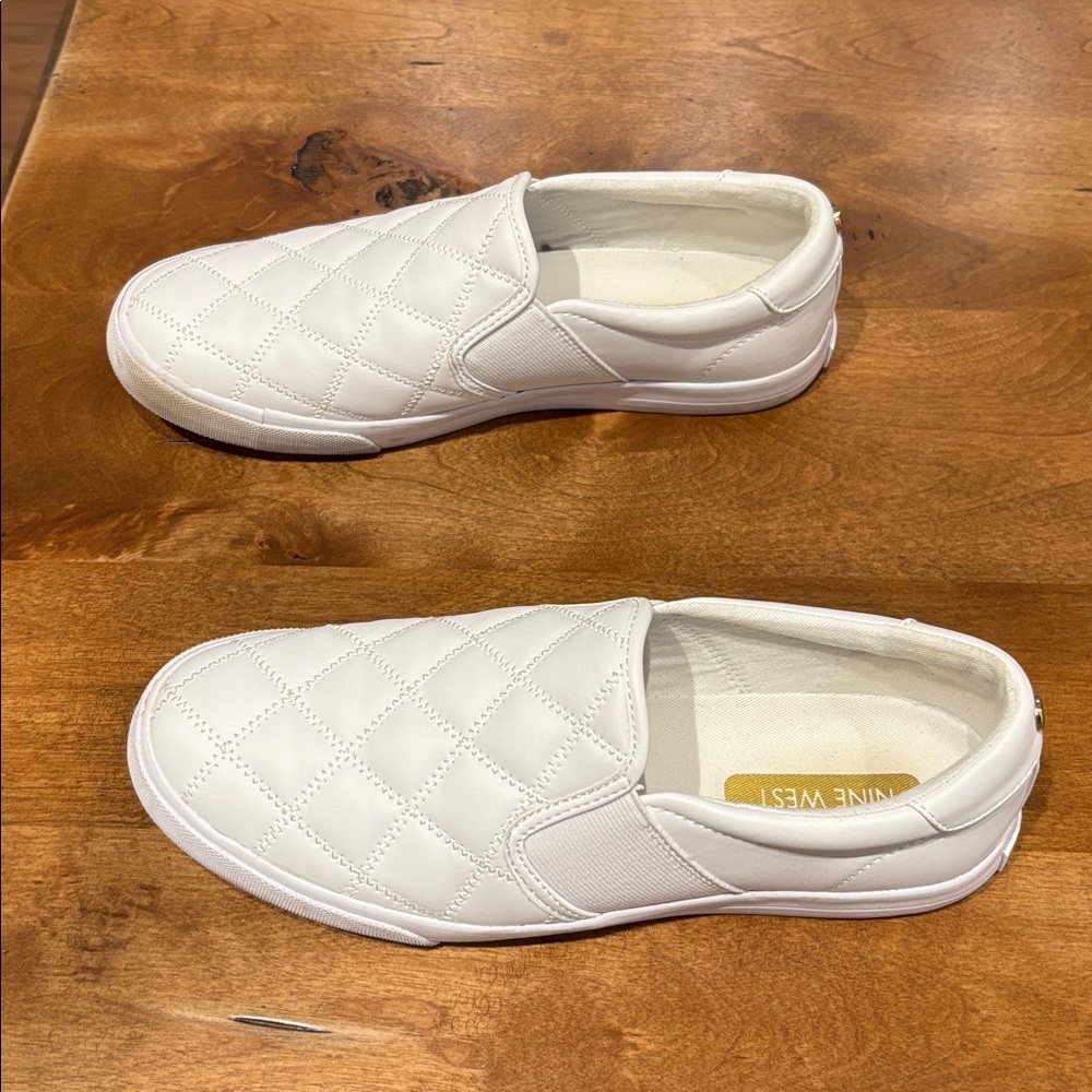 Nine West White Quilted Slip-On Sneakers - Picture 2 of 7